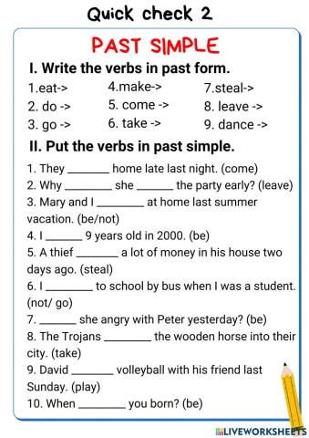 G5-Past simple quick check 2