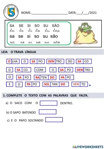 Leitura e compreensão-letra s