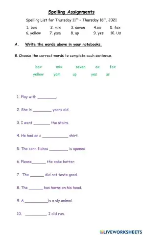 Letters X, Y and Short Vowel U