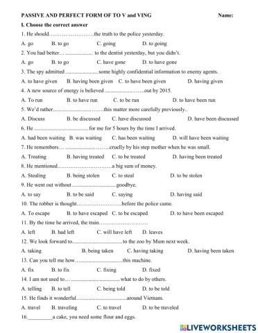 Grade 12- Passive- Perfect form of Ving to V