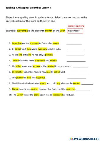 Spelling Christopher Columbus