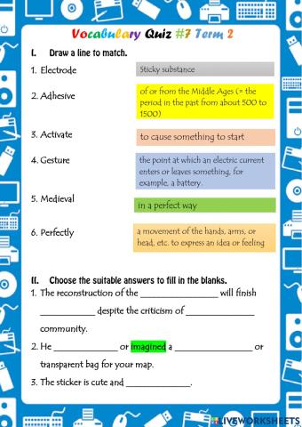 Vocabulary Quiz -7 term 2