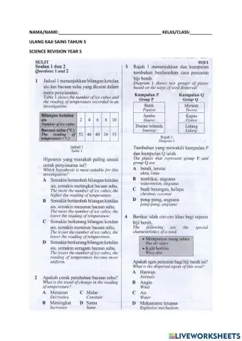 Revision science year 5 (1)