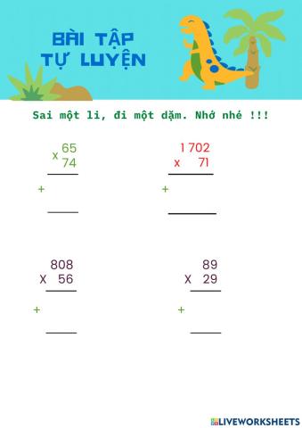 Nhân với số có hai chữ số