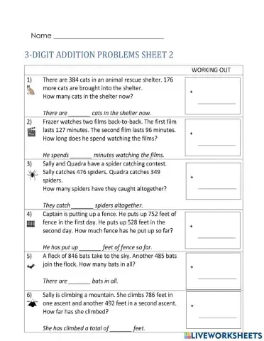 Addition , word problem addition