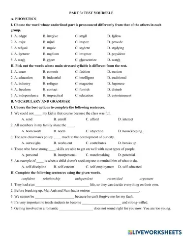 Unit 3: Becoming independent