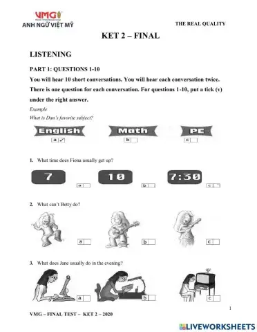 Ket 2 - Final Test - Listening