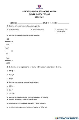 Examen matematicas