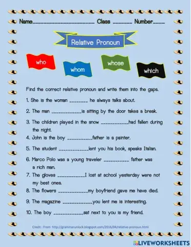 Relative Pronouns Testing