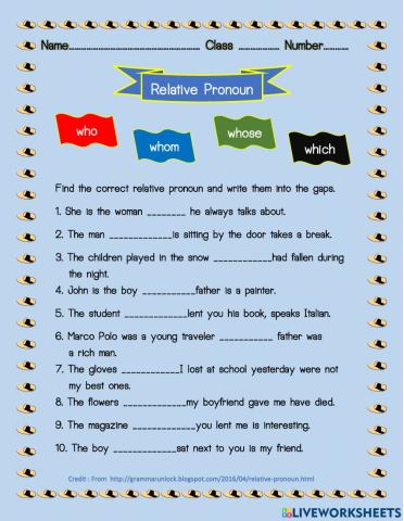 Relative Pronouns Testing
