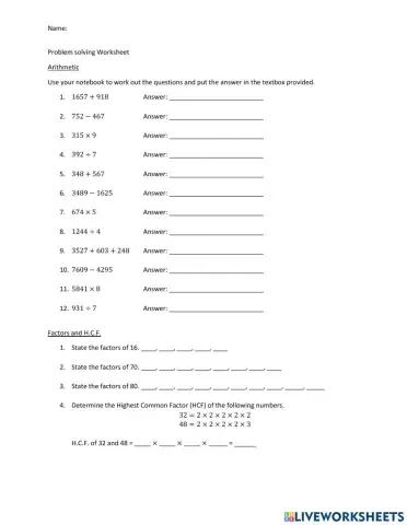 Problem Solving Grade 8