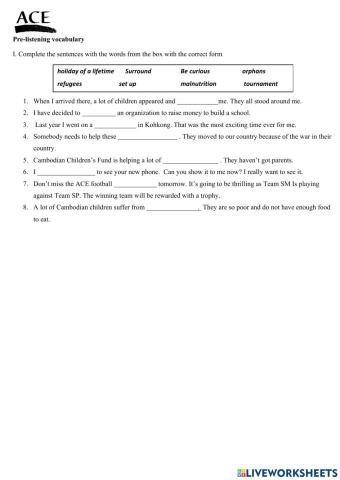 Vocabulary page 18 (Listening)