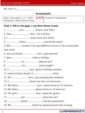 Worksheet apple