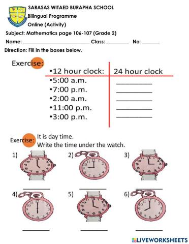 The 24 hour clock