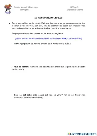 El meu barri o Ciutat