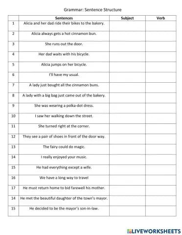 Identify Subject and Verb