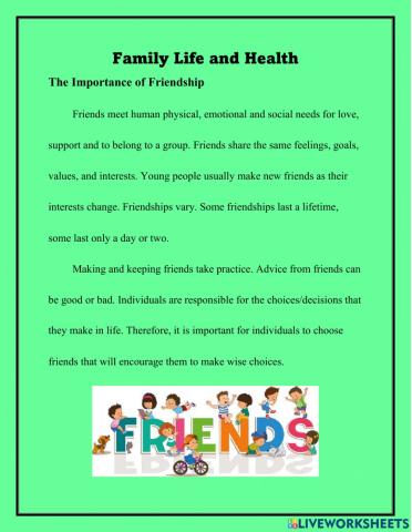 The Importance of Friendship