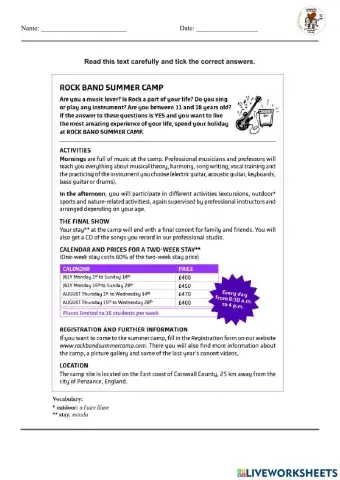 Rock Band Summer Camp