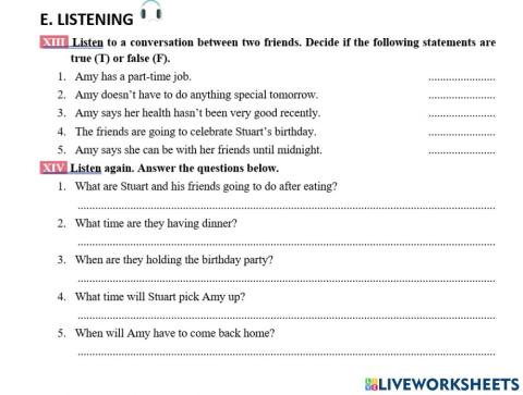Listening Review 1 English 8