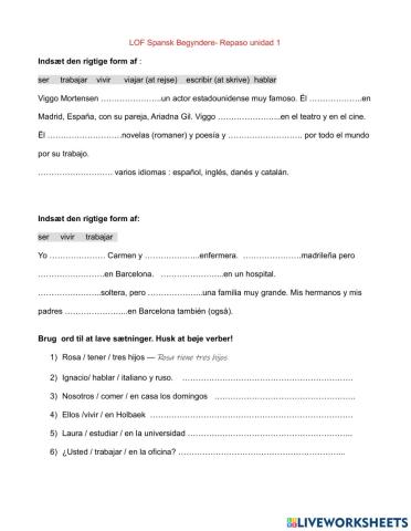 Repaso presente de indicativo