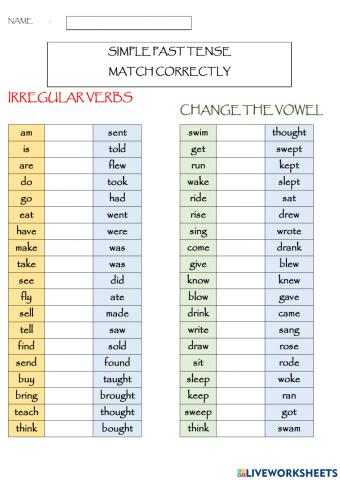 Regular-irregular verbs