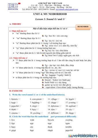 Unit 4 : Grade 6 :MY NEIGHBORHOOD