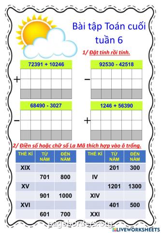 Ôn toán 4 tuần 6
