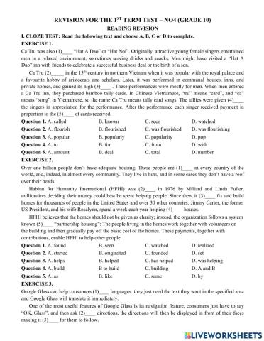 Revision for the 1st term test – no4 (grade 10)
