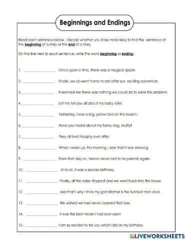 Beginning and Endings