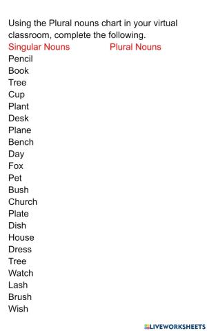 Singular and Plural Nouns Adding -s- and -es-