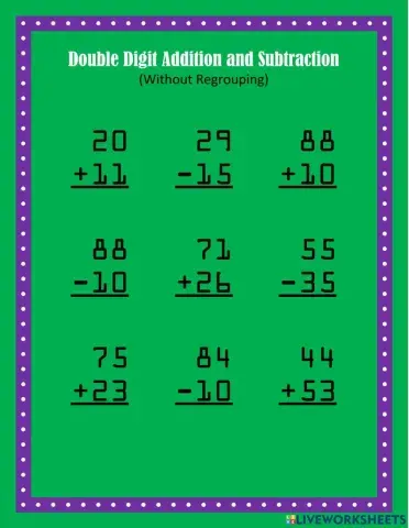Double Digit Addition and Subtraction Set 8