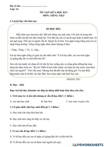 Ôn tập giữa kì i