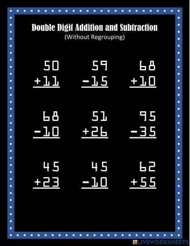 Double Digit Addition and Subtraction Set 9
