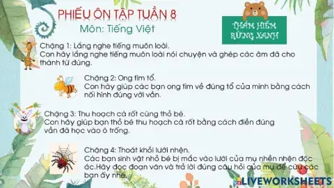 Phiếu ôn tập cuối tuần 8