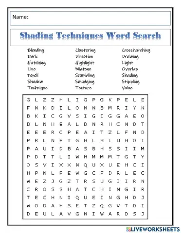 Shading Technique Word Search