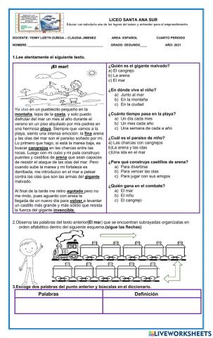 Bimestral grado segundo de español