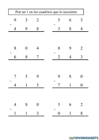 Restas con llevadas - 6
