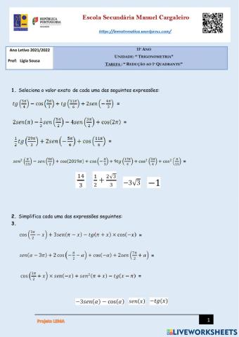 Redução ao 1º Quadrante