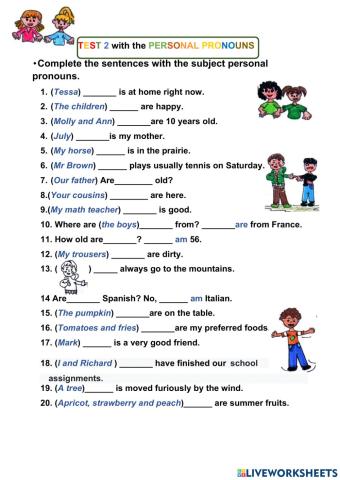 Personal subjects pronouns
