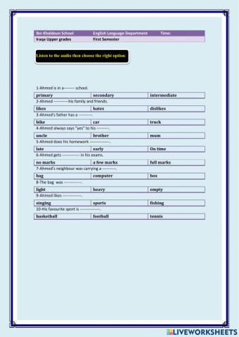 First Semester listening