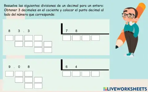 División de un número decimal para un número entero