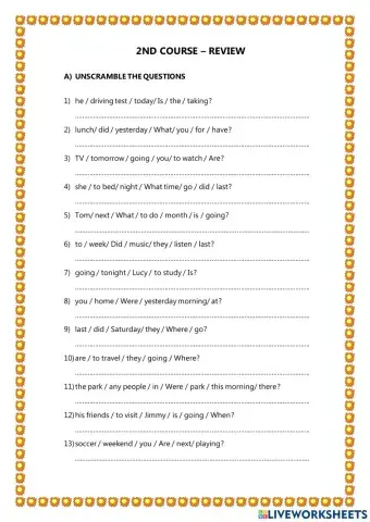 2nd Course - Review for the final exam