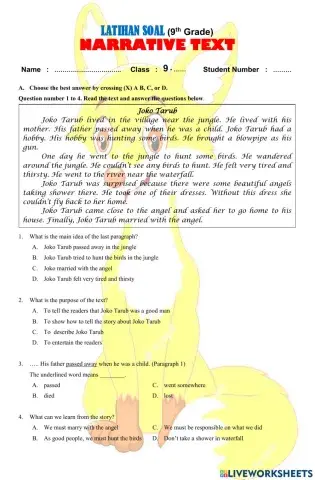 PRE TEST 2 - Narrative Text - Reading Skill