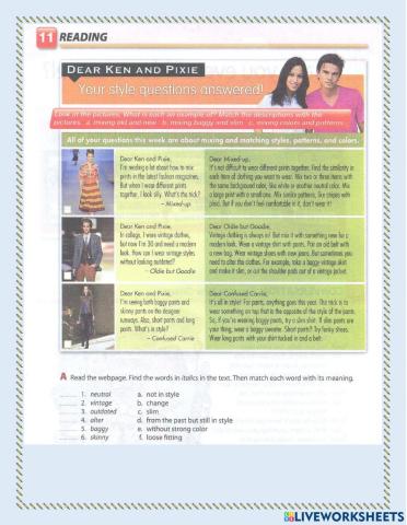 Reading exercise: clothes and style