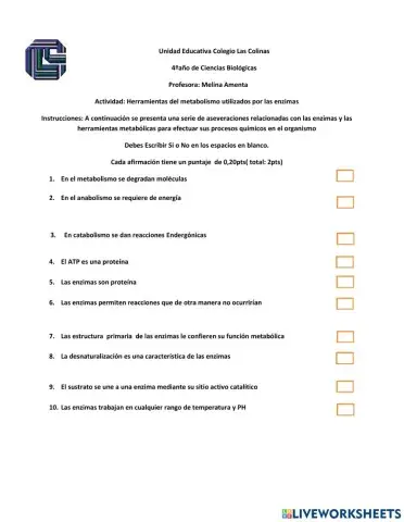 Herramientas del metabolismo .las enzimas