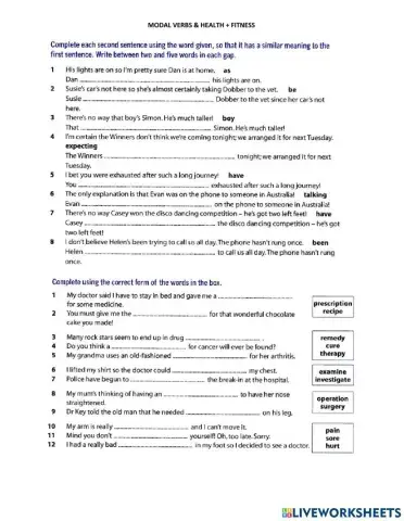 Modal verbs, Health & fitness