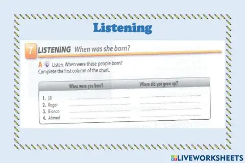 Listening: where were they born?