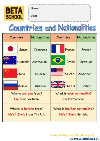 BE3A - Countries and Nationalities - TOPIC 2