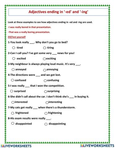 Ed ing adjectives - participles