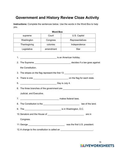 EL Civics Government 40.4 - Vocabulary Cloze Activity